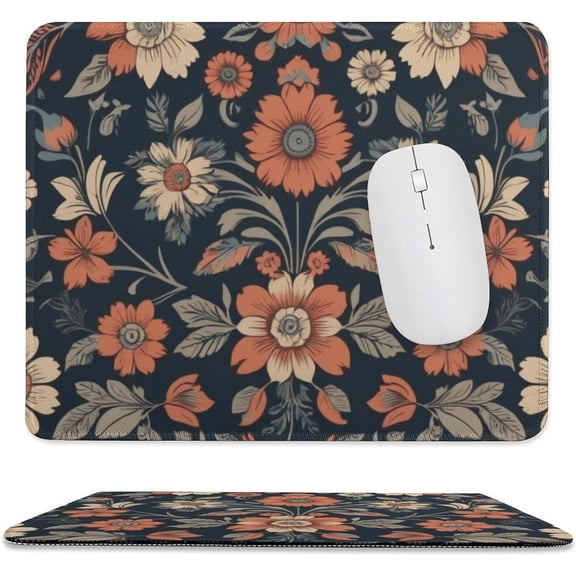 Vintage Boho Spring Flower,Anti Slip Rubber Mousepads, Desktop Notebook Mouse Pad with Stitched Edge for Working and Gaming, Computer Mousepad for Home Office Wireless Mouse 9.8"x11.8"