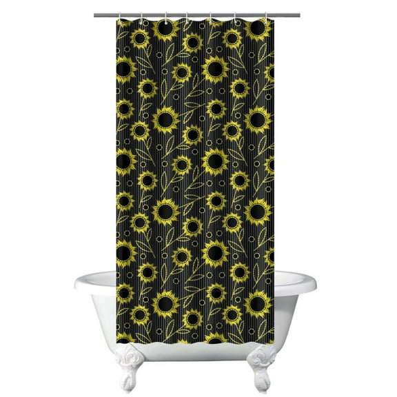Vintage Boho Sunflower Shower Curtain 36x72 with Hooks, Yellow Wildflower Floral Bee Butterfly Design, Quick-Dry Polyester for Rustic Country Farmhouse Bathroom Decor