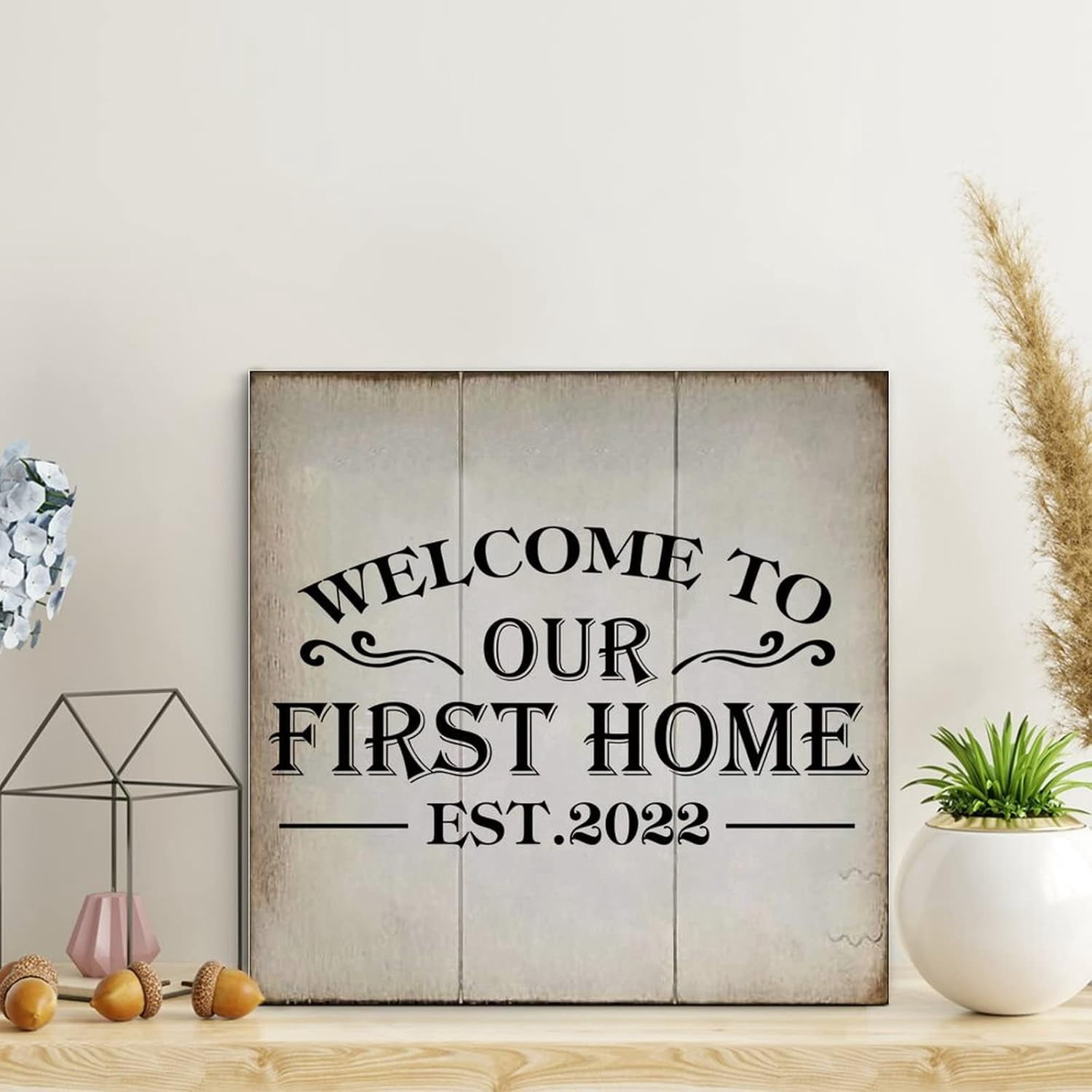 Vintage Boho Wooden Pallet Sign Welcome To Our First Home Est 2022 Wood ...