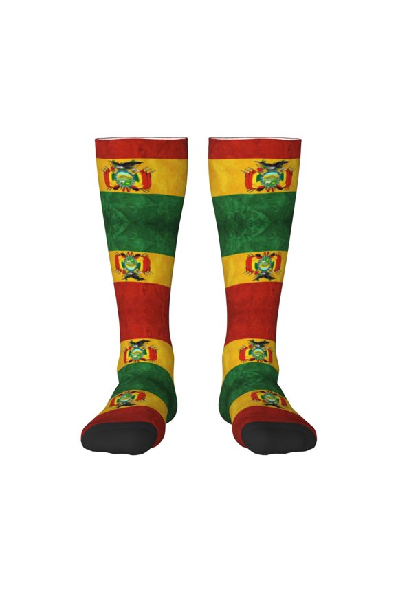 Vintage Bolivian Flag Knee High Socks for Women Long Leg Warmers Socks