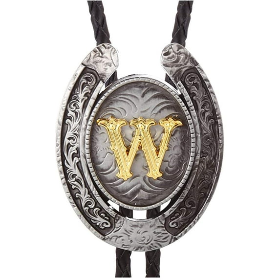 Vintage Bolo Tie for Men- Initial Letter ABCDMJR to Z Western Cowboy Bolo Tie for Women