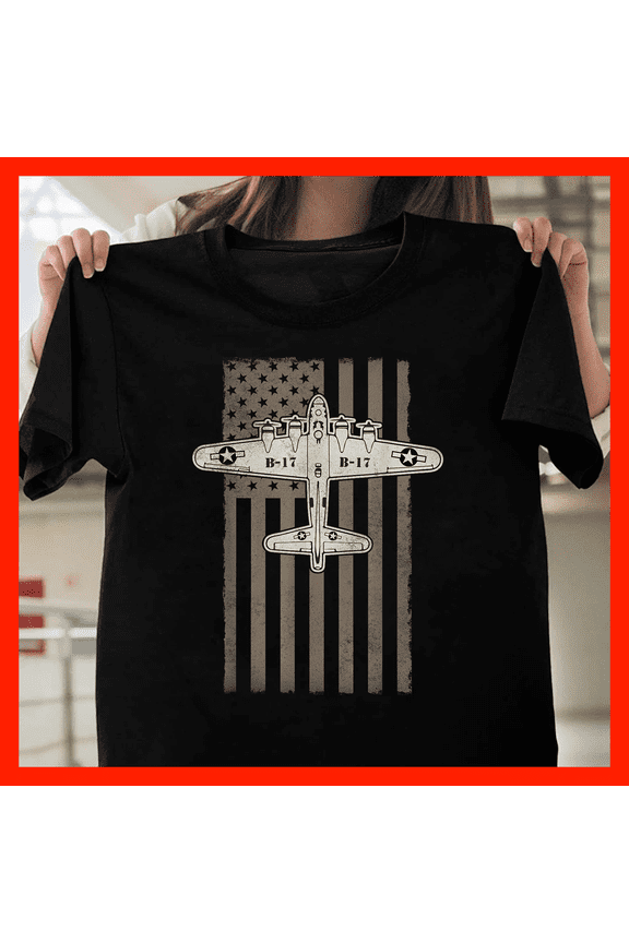 Vintage Bomber Aircraft American Flag T-Shirt - WWII Aviation History Military Tee A756, for Unisex, Up to Size 5XL