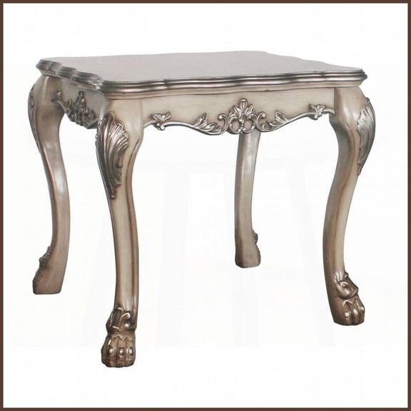Vintage Bone White Square Coffee Table with Claw Feet - Timeless Charm for Classic Living Rooms