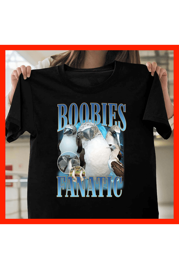 Vintage Boobies Fanatic Blue Footed Booby Bird Lover Retro Graphic T-Shirt F1353, for men and women, Inclusive Sizing to 5XL