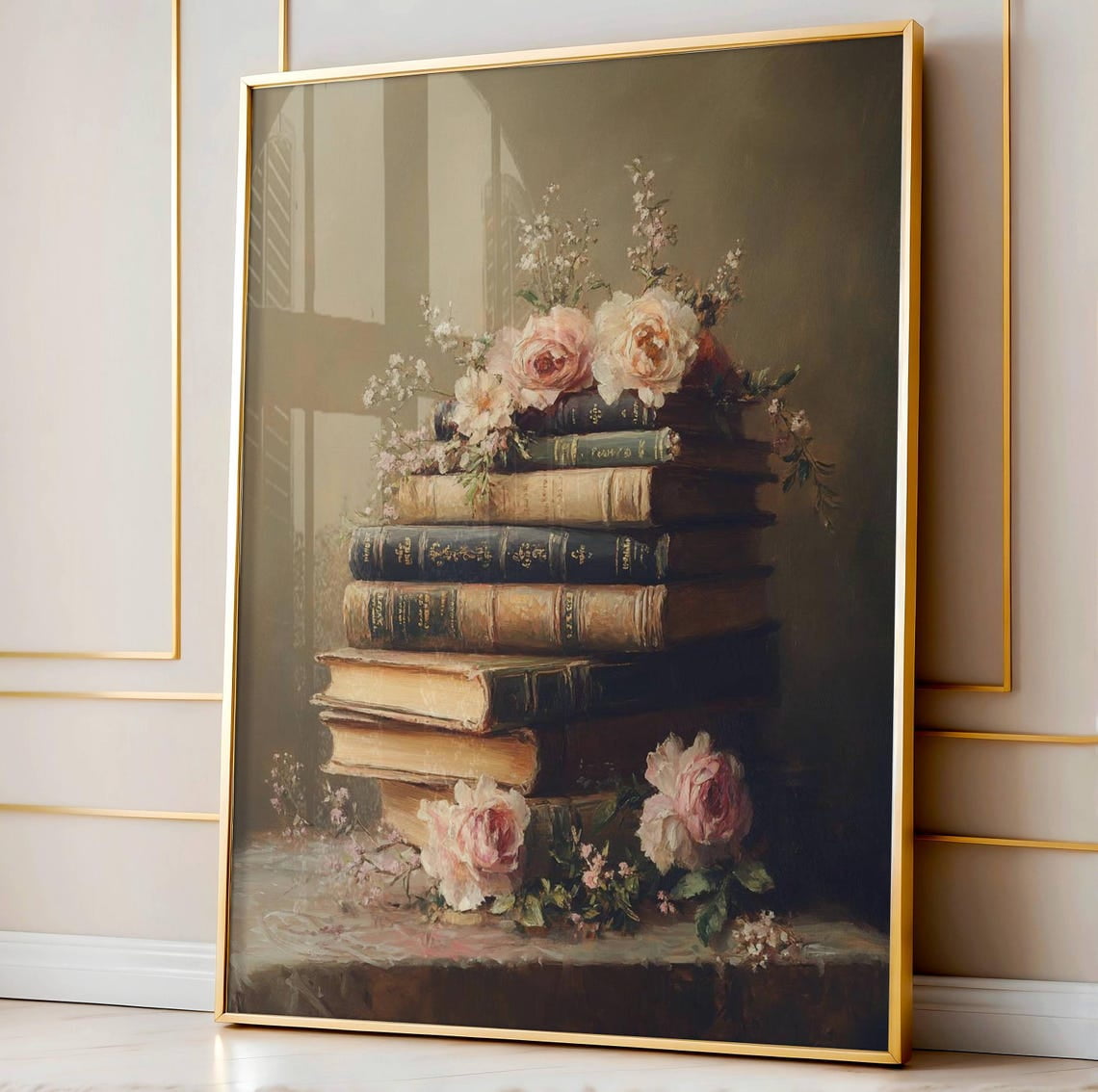 Vintage Book Art, Dark Cottagecore Wall Art, Reading Nook Print, Dark ...