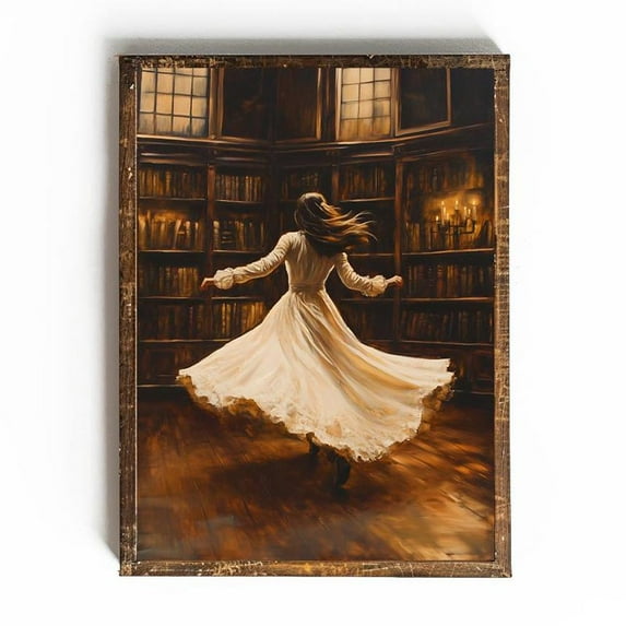 Vintage Book Art Library Wall Art For Reading Nook Decor For Dorm Room Wall Decor Reader Book Lover Dark Academia Decor, 24x36 UNFRAMED