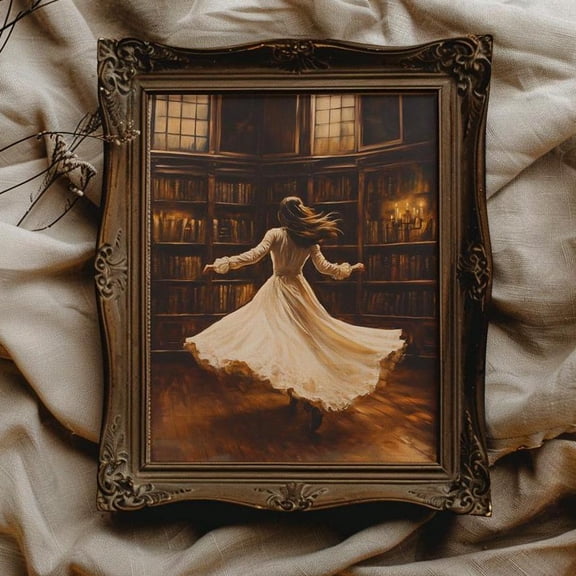 Vintage Book Art Library Wall Art For Reading Nook Decor For Dorm Room Wall Decor Reader Book Lover Dark Academia Decor, F038A, 8x12 UNFRAMED