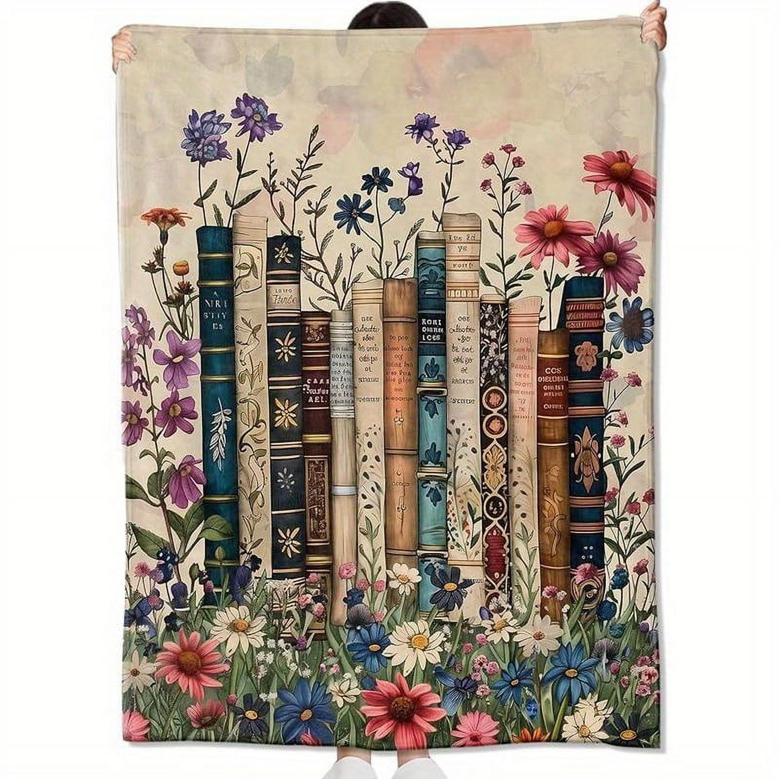Vintage Book Blanket Lightweight Comfortable Vintage Book-Themed Soft Flannel Blanket Ideal for Women and Literature Lovers Perfect for Sofa or Bed Reading Decor Gift Modern Reading Decor