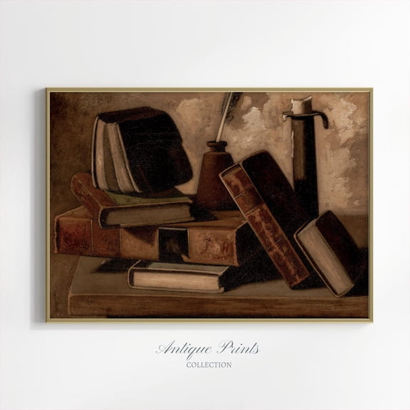 Vintage Book Poster, Library Wall Decor, Able Art, Rustic Farmhouse Wall Art, Moody Books Lover Poster, 661, Unframed Poster Size 16x24