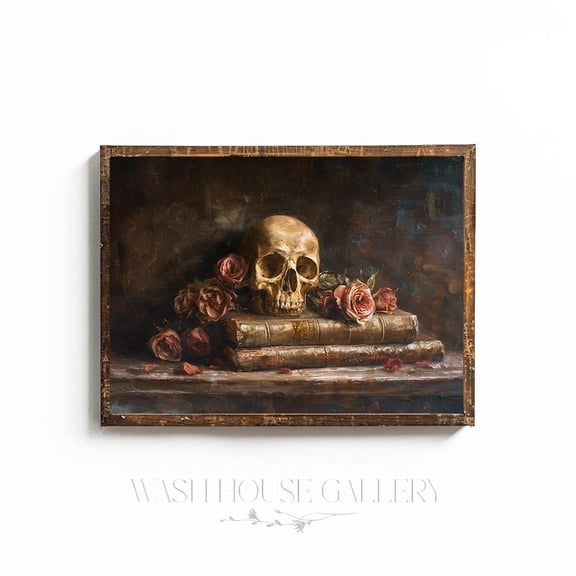 Vintage Book Poster Romantic Skull Wall Art Goth Girl Decor Wall Art For Goth Girl Wall Art Gothic Cottagecore Dark Academia Art, 8x12 UNFRAMED