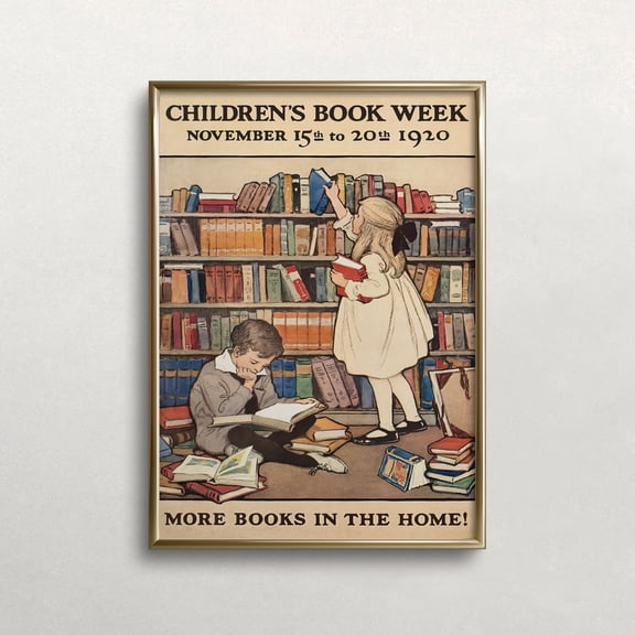 Vintage Book Readers Art: Children'S Book Week Poster UNFRAMED PAPER POSTER, Home Decor