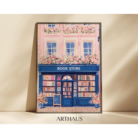 Vintage Book Shop Antique Library, Unframed Paper Print Size 8x12