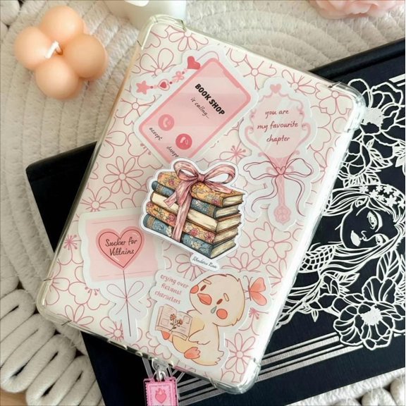 Vintage Book Stack Phone, Cozy Reading, Floral Phone Grip, Book Lover Phone Holder, E-Reader Accessory
