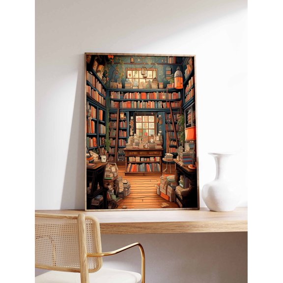 Vintage Book Store Library Poster, Unframed Paper Poster 8x10in