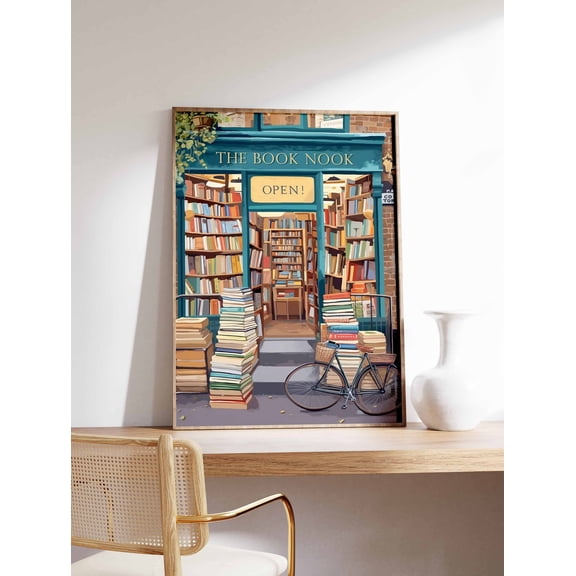 Vintage Book Store Shop Reading Retro Antique Library Art Print Decor Unframed Paper Print