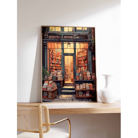Vintage Book Store Shop Reading Retro Antique Library Art Print Decor Unframed Paper Print