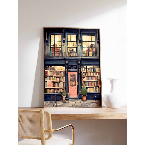 Vintage Book Store Shop Reading Retro Antique Library Art Print Wall Decor Unframed Paper Print