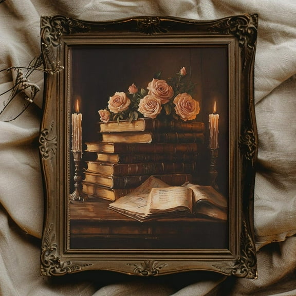 Vintage Book Wall Art For Reading Nook Decor For Home Office Dark Academia Wall Art For Library Wall Decor For Home Library Decor Moody Art, 8x12 UNFRAMED