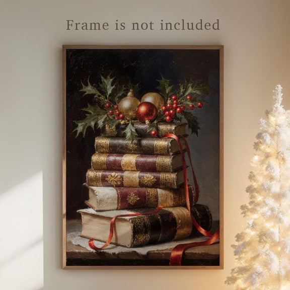 Vintage Books Print,Decor Wall Art Home Decor #140, Unframed Canvas Size 24x36