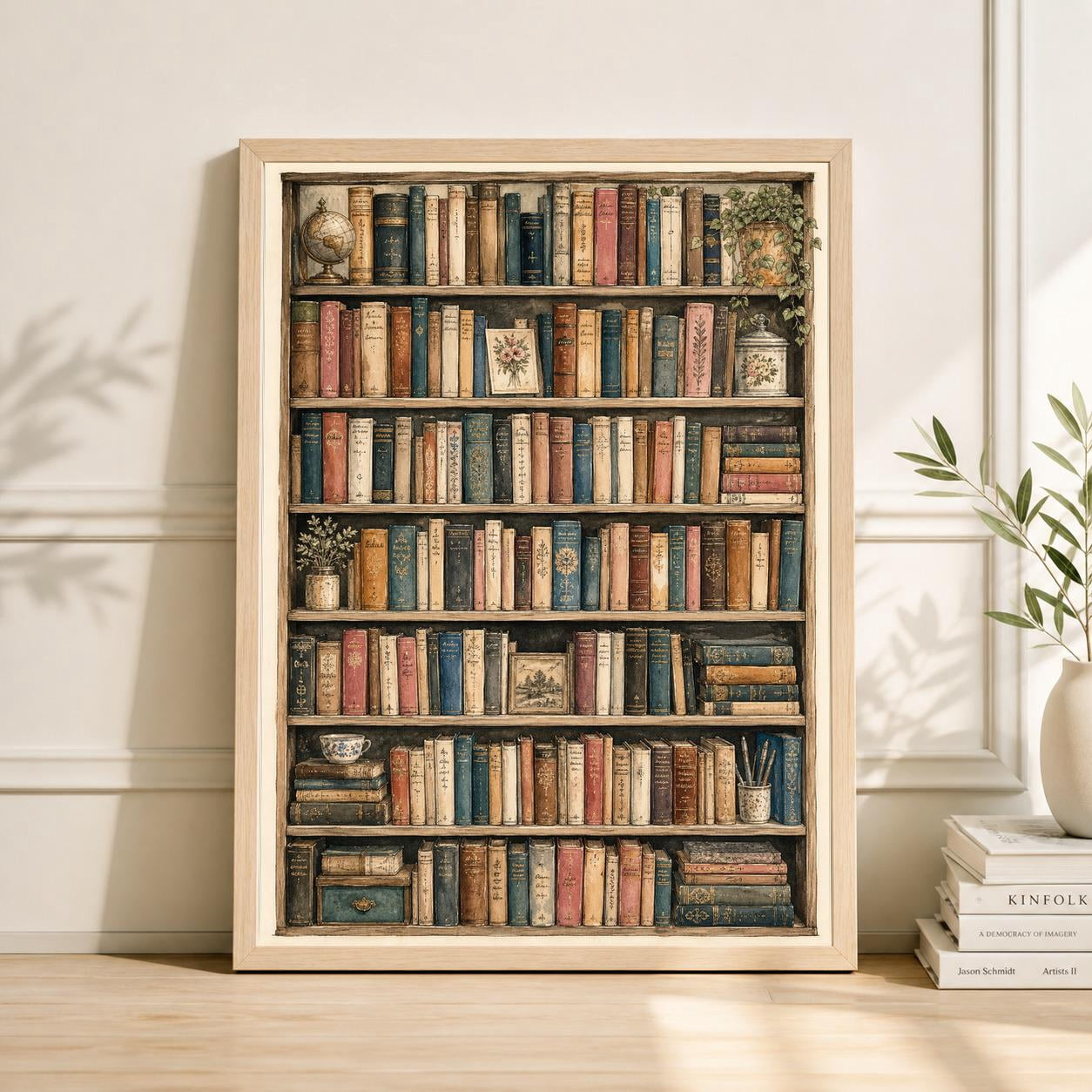 Library Sign Retro Vintage Bookshelf Antique Library Poster , Poster Print Only - Walmart.com