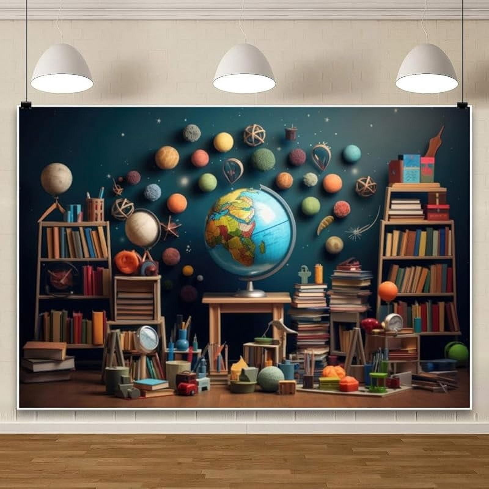 10x10ft Welcome Back To School Photography Backdrop - Black Chalkboard With Books Design