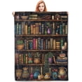 thumbnail image 1 of Vintage Bookshelf Blanket, Reading Fleece Throw with Antique Books and Decor, Soft Cozy Lightweight Blanket, for Book Lovers, Graduation Gift,50x60 in, 1 of 6