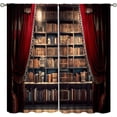 thumbnail image 1 of Vintage Bookshelf Curtains, Library Learning Education Study Bookcase Window Treatments for Living Room Bedroom Classroom Decor, Antique Wooden Bookcase Drapes 2 Panel Sets,42x54 Inch, 1 of 6