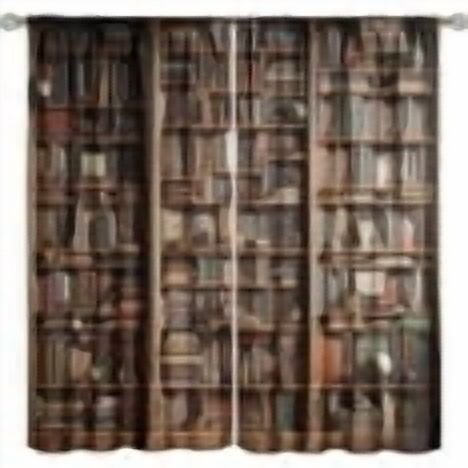 Vintage Bookshelf Curtains Library Old Books Theme Abandoned Study Cobwebs Medieval Shabby Fantasy Rod Pocket Blackout Window Treatment for Bedroom Study Room Home Decor Window Drapes 52"W X 84"L