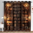 thumbnail image 1 of Vintage Bookshelf Curtains Old Library Books Bookcase Blackout Curtains For Classroom Magic Oil Lamp Candle Darkening Window Drapes 42"W x 63"L (Pack of 2), 1 of 6