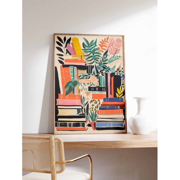 Vintage Bookshop Library Poster, Unframed Paper Poster 8x10in