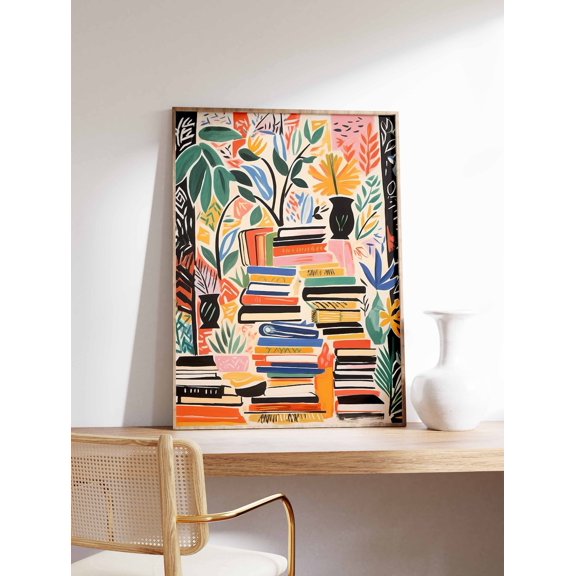 Vintage Bookshop Reading Library Poster, Unframed Paper Poster 8x10in