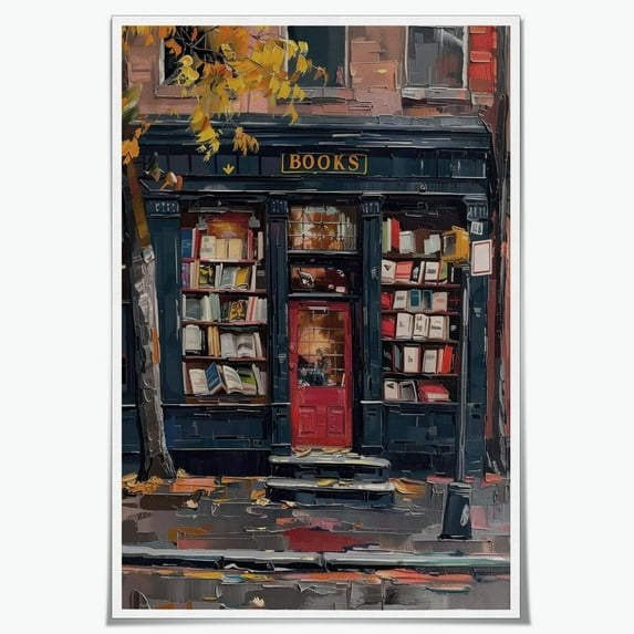 Vintage Bookstore Wall Art Bookish Merch Poster Print Reading Nook Decor Rustic French Aesthetic Bookshop Artwork Aesthetic Poster for Living Room Bedroom Home Decor Unframed8x12inch