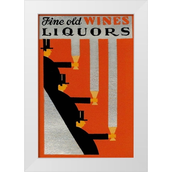 Vintage Booze Labels 13x18 White Modern Wood Framed Museum Art Print Titled - Fine Old Wines Liquors
