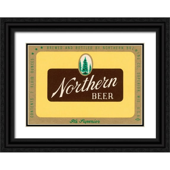 Vintage Booze Labels 14x11 Black Ornate Wood Framed with Double Matting Museum Art Print Titled - Northern Beer