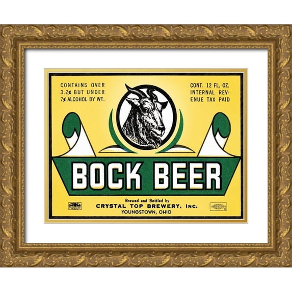 Vintage Booze Labels 14x12 Gold Ornate Wood Framed with Double Matting Museum Art Print Titled - Bock Beer