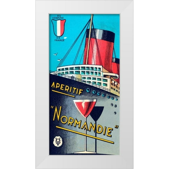 Vintage Booze Labels 14x24 White Modern Wood Framed Museum Art Print Titled - Aperitif Normandie