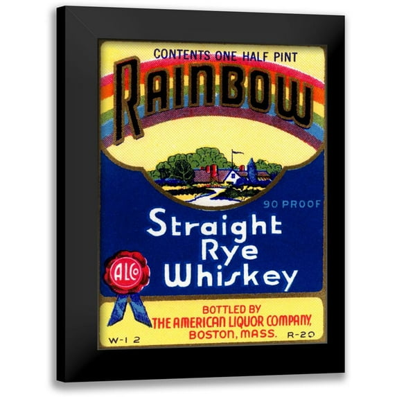 Vintage Booze Labels 15x18 Black Modern Framed Museum Art Print Titled - Rainbow Straight Rye Whiskey