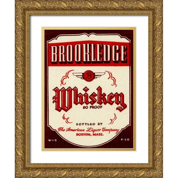 Vintage Booze Labels 15x18 Gold Ornate Wood Framed with Double Matting Museum Art Print Titled - Brookledge Whiskey