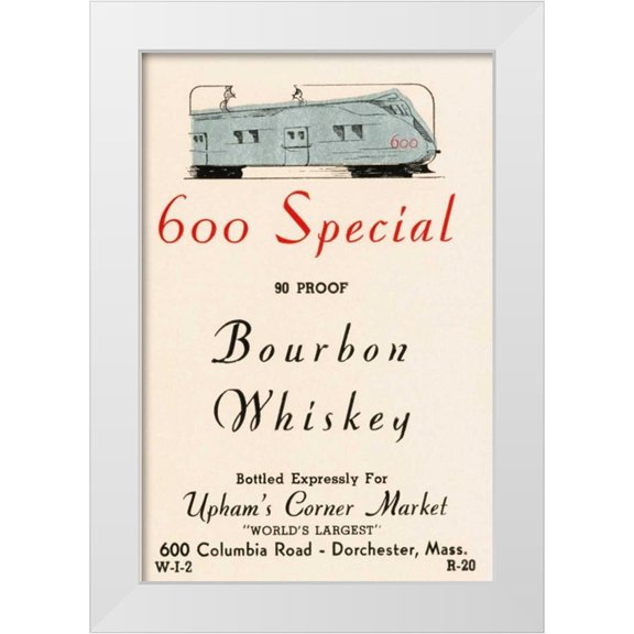 Vintage Booze Labels 17x24 White Modern Wood Framed Museum Art Print Titled - 600 Special Bourbon Whiskey
