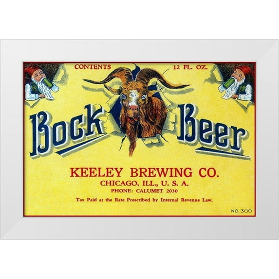 Vintage Booze Labels 18x13 White Modern Wood Framed Museum Art Print Titled - Bock Beer