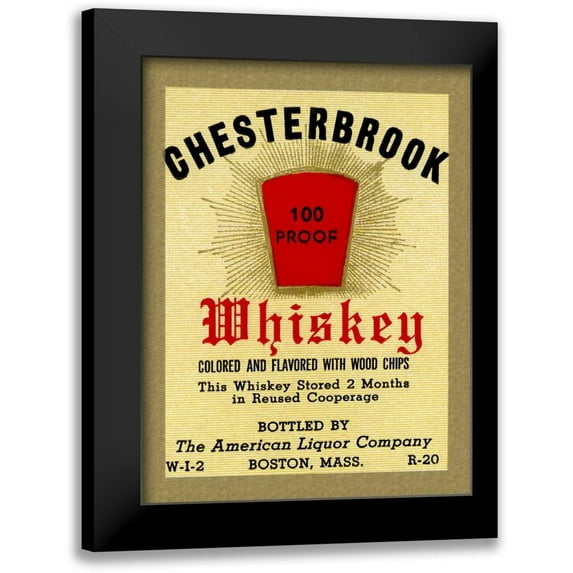 Vintage Booze Labels 19x24 Black Modern Framed Museum Art Print Titled - Chesterbrook Whiskey