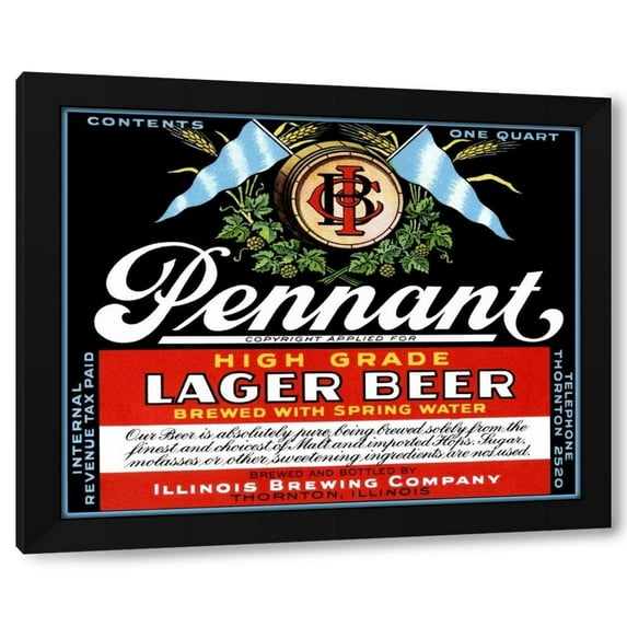 Vintage Booze Labels 24x20 Black Modern Wood Framed Wall Art Titled - Pennant Lager Beer