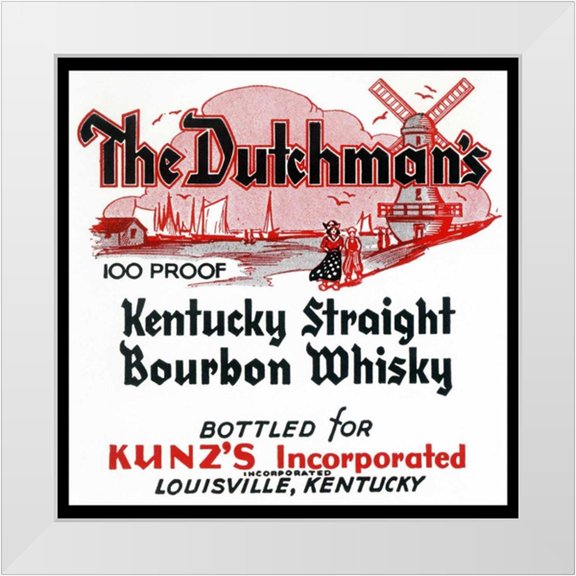 Vintage Booze Labels 26x26 White Modern Wood Framed Museum Art Print Titled - The Dutchmans Kentucky Straight Bourbon Whiskey