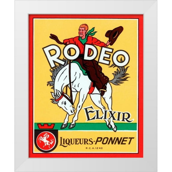 Vintage Booze Labels 26x32 White Modern Wood Framed Museum Art Print Titled - Rodeo Elixir
