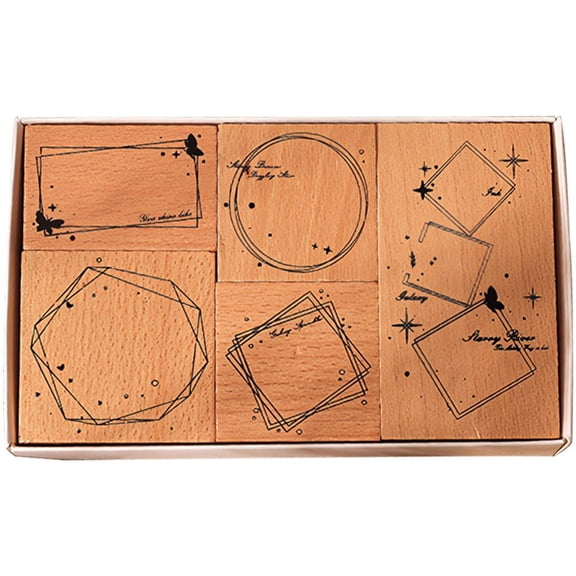 Vintage Border Wooden Stamps, European Style Border Edge Seals Postmark for DIY Brochure Scrapbook & Notebook Decoration