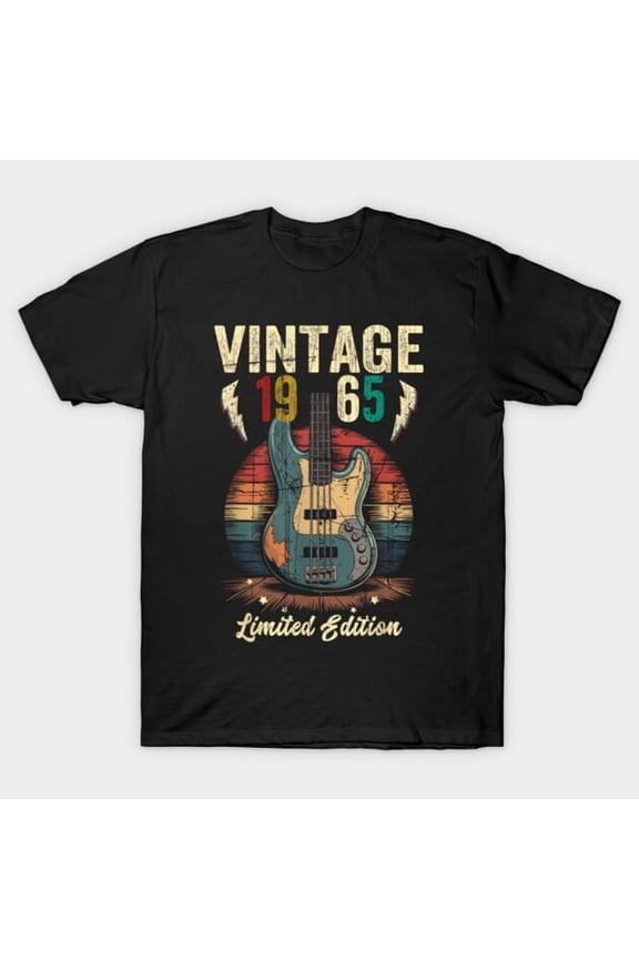 Vintage Born In 1965 Funny 60th Birthday Gifts 60 Years Old Guitar G3025 T-Shirt, for men and women, Up to Size 5XL