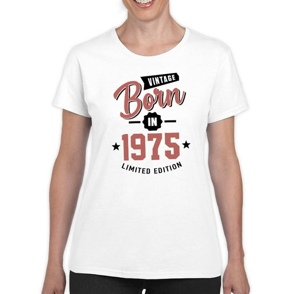 Vintage Born In 1975 T-Shirt Womens -Smartprints Designs, Female Regular Fit