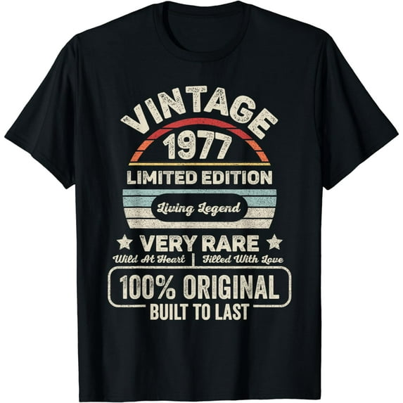 Vintage Born In 1977 Shirt 45th Birthday Gift 45 Years Old T-Shirt
