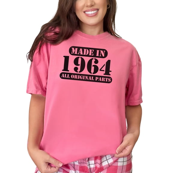 Vintage Born in 1964 Classic Year, Crunchberry Comfort Colors T-Shirt, Large