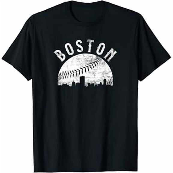 Vintage Boston Baseball Skyline Distressed T-Shirt